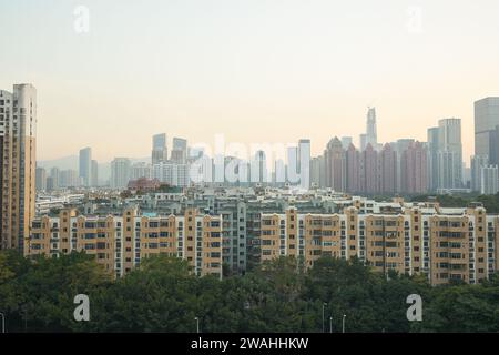 SHENZHEN, CHINA - NOVEMBER 22, 2019: Shenzhen as seen from UpperHills. Stock Photo