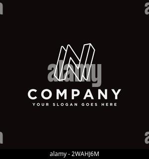 Letter N logo icon vector on black background Stock Vector