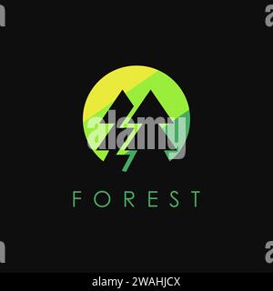 Simple Pine forest logo icon vector template on black background Stock Vector