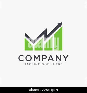 Abstract growth financial charts logo icon vector template on white background Stock Vector