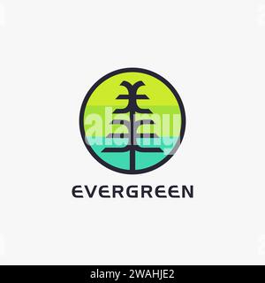 letter E for pine evergreen tree logo icon vector template on white background Stock Vector