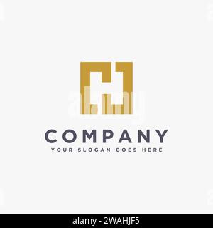 Minimalist letter H logo icon vector template on negative space Stock Vector