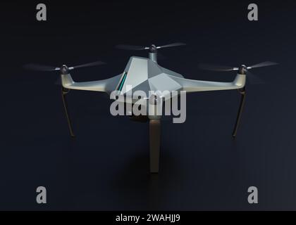 Multicopter with surveillance camera prepare to take off. Concept for security and privacy. 3D rendering image. Stock Photo