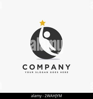 Handy man reaching the star logo icon logo icon vector template Stock Vector