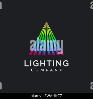 Triangle of spot lighting Logo Icon vector template on dark background Stock Vector