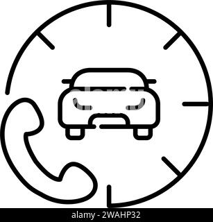 Roadside assistance rental car service. Car and phone. Pixel perfect, editable stroke icon Stock Vector
