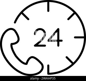 24 hour call centre. Pixel perfect, editable stroke icon Stock Vector