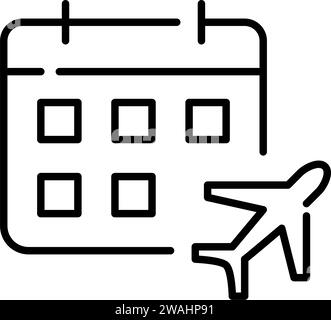 Flight schedule. Airplane and calendar. Pixel perfect, editable stroke icon Stock Vector