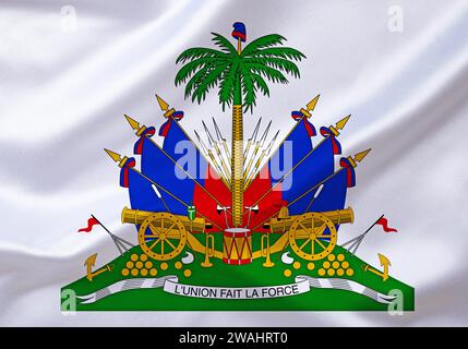 The coat of arms of. Haiti, Hispanola Island, Caribbean, Studio Stock Photo
