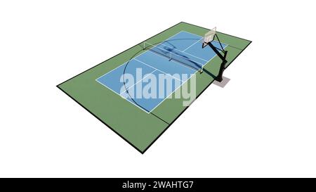 aerial view of a combination basketball and pickleball court multi sport 3d render visualization Stock Photo