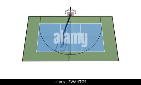 aerial view of a combination basketball and pickleball court multi sport 3d render visualization Stock Photo