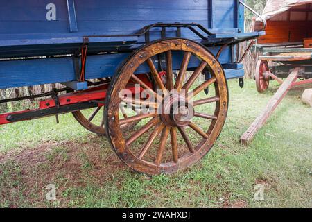 Vintage wheel on pioneer wagon in Pretoria, South Africa Stock Photo