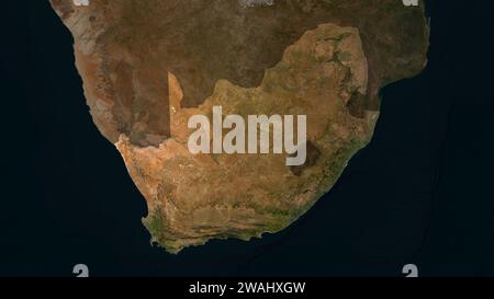 South Africa highlighted on a low resolution satellite map Stock Photo