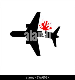 Vector Plane crash accident silhouette illustration icon Stock Vector