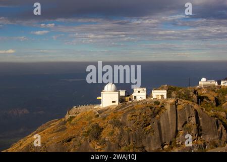 The InfraRed Observatory as seen from Guru Shikhar top, Mount Abu, Rajasthan, India Stock Photo