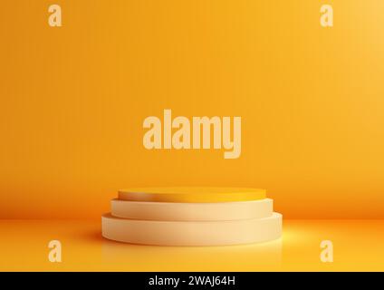 Product presentation with this 3D yellow podium mockup. Perfect for showcasing cosmetics, jewelry, or any stylish product in a modern, minimal setting Stock Vector