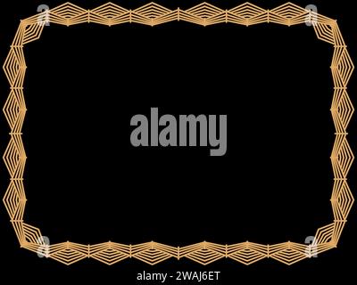 Art deco frame. Vintage linear border. Design a template for invitations, leaflets and greeting cards. Geometric golden frame. The style of the 1920s Stock Vector