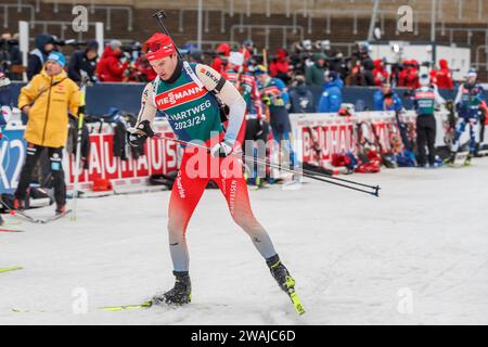 Oberhof, Deutschland. 04th Jan, 2024. Niklas Hartweg (SUI, Schweiz), 04.01.2024, Oberhof (Deutschland), IBU World Cup Biathlon Oberhof 2024 Credit: dpa/Alamy Live News Stock Photo