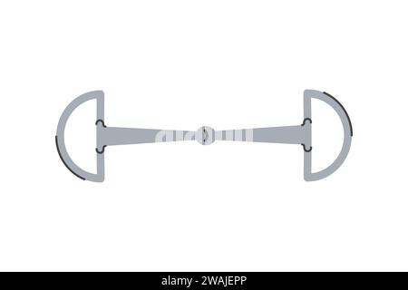 Metal bit. Horse ammunitions part. Educational Equestrian Illustration of Bridle Bit and Riding Equipment. Equine Tack Guide in Trendy Outline Style. Stock Vector