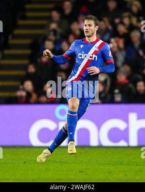 Crystal Palace's Joachim Andersen in action during the Crystal Palace FC v Everton FC Emirates FA Cup 3rd Round match at Selhurst Park Stadium, London, England, United Kingdom on 4 January 2024 Stock Photo