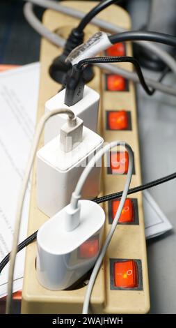 electricity, AC power plugs and sockets Stock Photo
