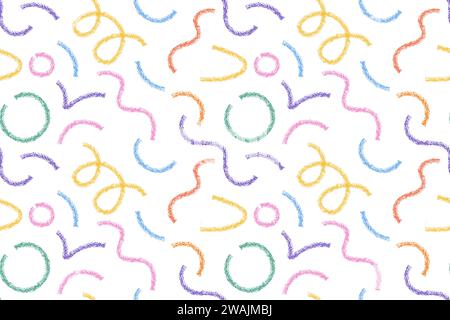 Wavy and swirled brush strokes paint vector seamless pattern. Hand drawn curved lines with grunge effect. Chaotic ink brush scribbles textured decor. Stock Vector