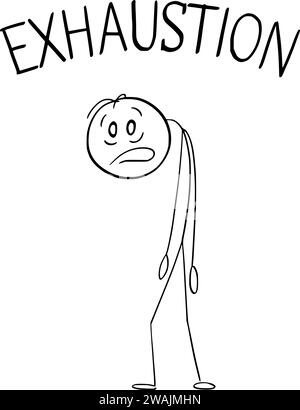 Exhausted Person Showing Facial Expression, Vector Cartoon Stick Figure ...