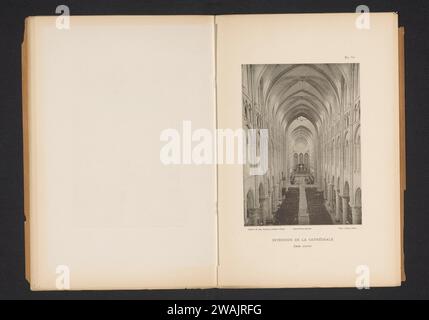 View of the interior of the Cathedral of Laon, France, Jules Royer, c. 1891 - In or Before 1896 photomechanical print  Maker: Laonmaker: Douai paper collotype parts of church interior: nave Cathedral of Laon Stock Photo