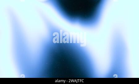 Wallpaper illustration design blue electric flames. Colorful dark gradient grainy background. Illuminated abstract forms on black. Noise texture. Stock Photo