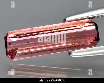 natural pink tourmaline gem on background Stock Photo
