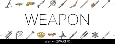 weapon gun game knife war icons set vector Stock Vector