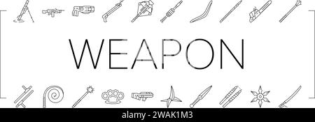 weapon gun game knife war icons set vector Stock Vector