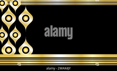 black luxury golden retro background in vector format Stock Vector