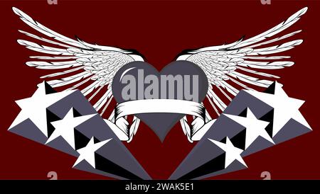 winged heart tattoo background in vector format Stock Vector