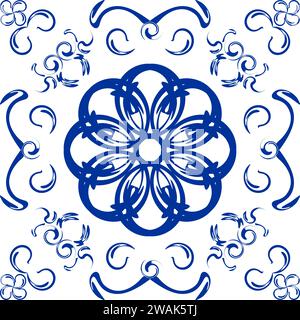 flower mexican art talavera mosaic illustration in vector format Stock Vector