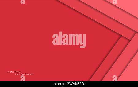 Red abstract background with shadows and color paper sheets. Modern empty banner space for text. 3d paper cut layers. Vector illustration backdrop tem Stock Vector