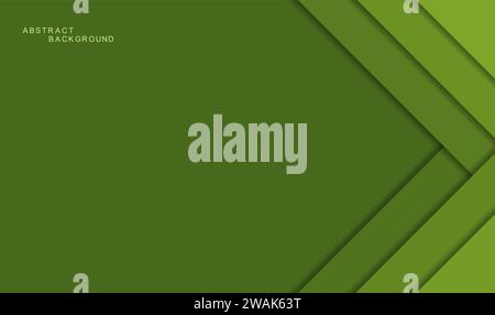 Green abstract background with shadows and color paper sheets. Modern empty banner space for text. 3d paper cut layers. Vector illustration backdrop t Stock Vector