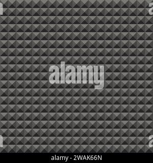 Acoustic foam rubber wall pattern, Dark seamless background with pyramid and triangle texture for sound studio recording, Vector illustration. Stock Vector