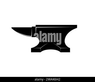 Black iron Anvil icon isolated on white background. Blacksmith anvil tool vector illustration. Stock Vector