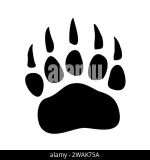 Bear paw print icon isolated on white background. Animal footprint symbol, Vector illustration. Stock Vector
