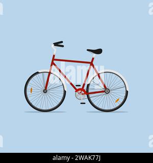 City bicycle isolated on blue background, ecological sport transport bike. Vector illustration. Stock Vector