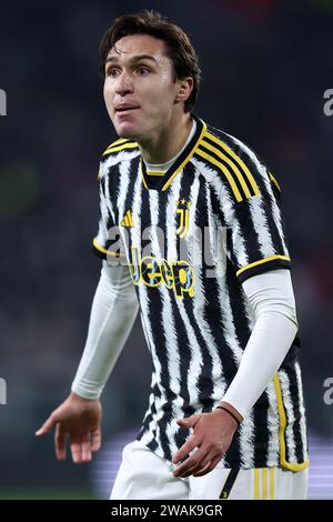 Torino, Italy. 04th Jan, 2024. Federico Chiesa of Juventus Fc gestures during the Coppa Italia match beetween Juventus Fc and Us Salernitana at Allianz Stadium on January 4, 2024 in Turin, Italy . Credit: Marco Canoniero/Alamy Live News Stock Photo