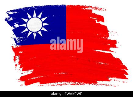 Taiwan flag paint splash brushstroke Stock Photo