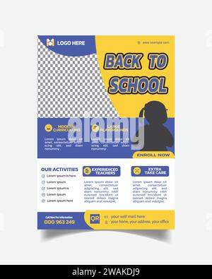 Baby Back to School Flyer and Trending Admission Leaflet or Home School Poster A4 Stock Vector