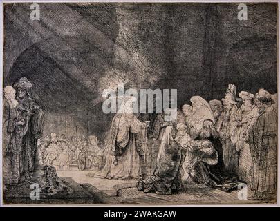 Rembrandt etching exhibition, The presentation at the Temple, 1639 Stock Photo