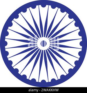 Ashok chakra with colour and spoke count in wheel Stock Vector