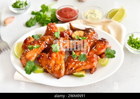Buffalo chicken wings on plate. Stock Photo
