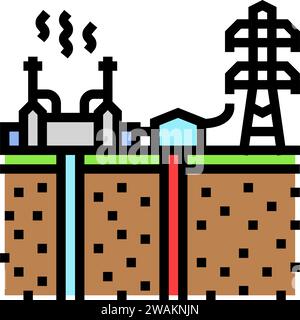 power grid geothermal energy color icon vector illustration Stock ...