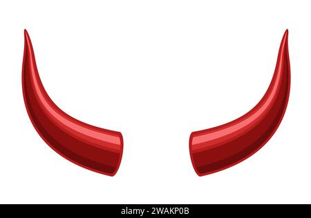Devil horns isolated on white background, Red devil demon satan horn icon. Monster symbol. Vector illustration. Stock Vector