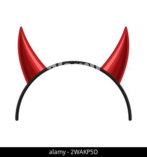 Devils horns head gear isolated on white background. Demon Or Satan Horns Symbol, Sign, Icon. Vector illustration. Stock Vector